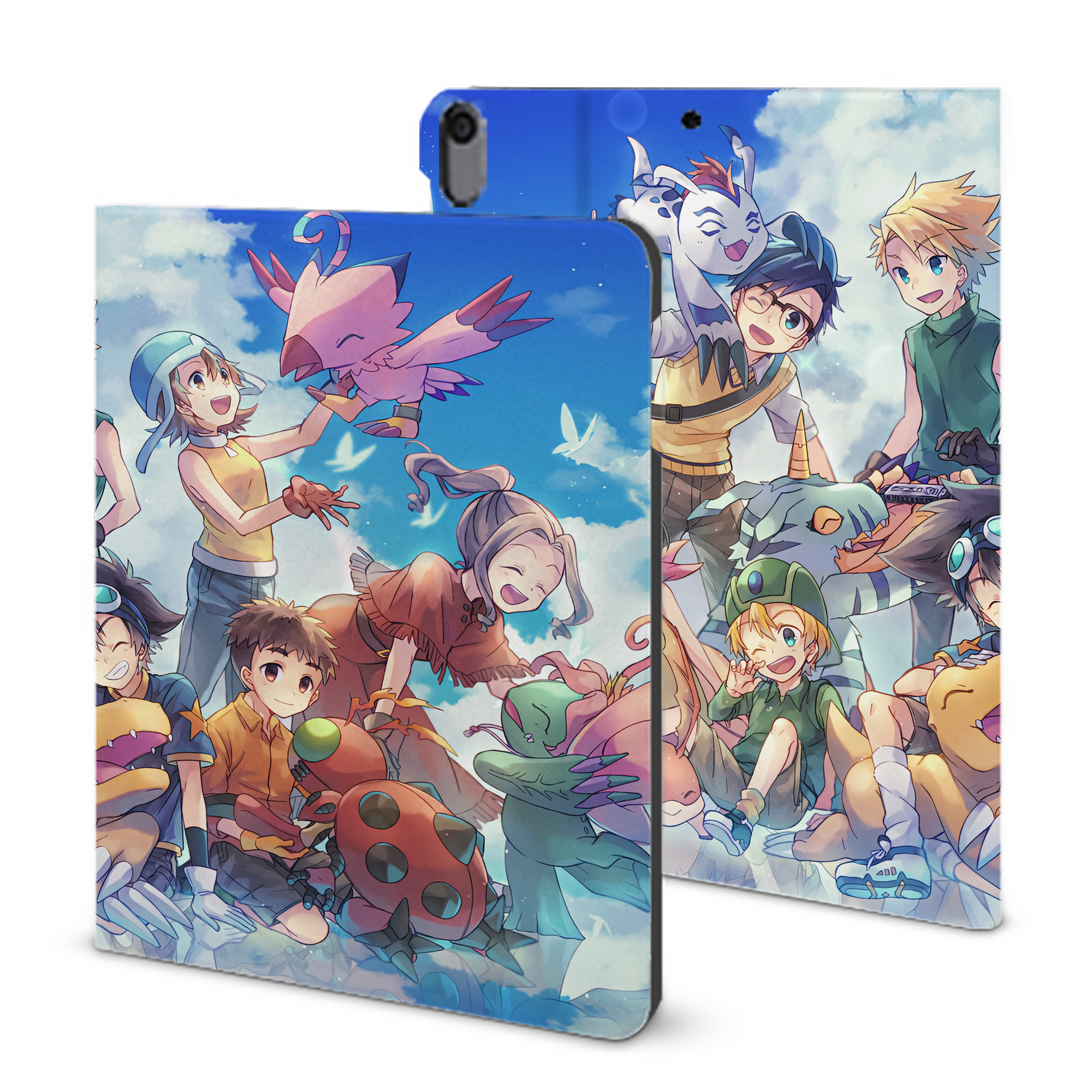 （画像用） Digimon デジタルモンスター/デジモン IPad ケース ブック型 PUレザー TPU 耐衝撃 軽量 薄型 ペン収納なし 全面保護 IPad 各モデル対応